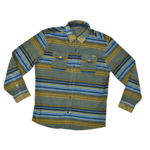 Eddie Bauer Men's Multicolor Striped Flannel Button Shirt Size M Microfleece